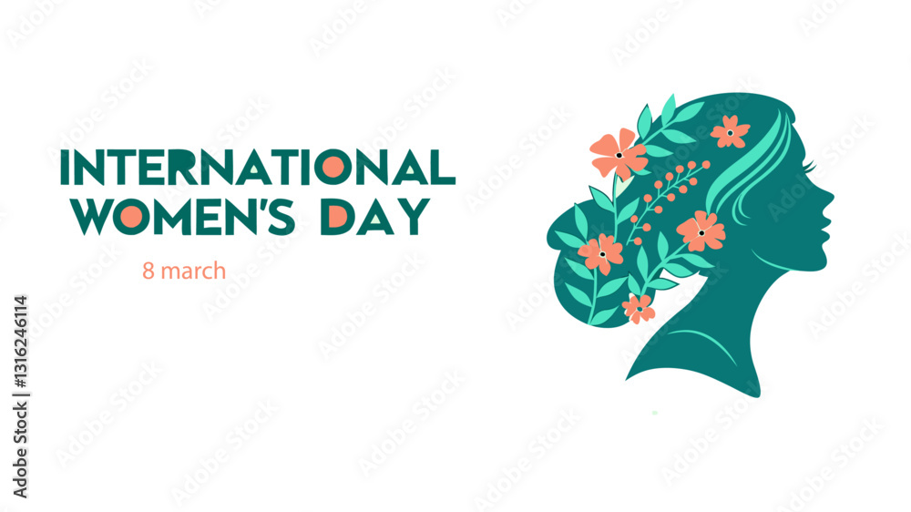 Naklejka premium International women's day celebration vector design. featuring illustrations of women and flowers. women's day, gender equality.