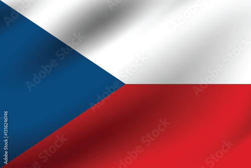 Czech flag official colors and proportion digital vector illustration. Pleated flag.