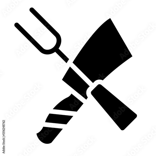 Meat cleaver and fork Vector Design Icon Style