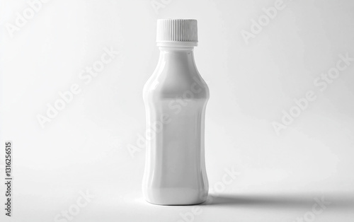 Precision and Convenience A Plain White Squeeze Bottle Up Close Isolated on white background photo