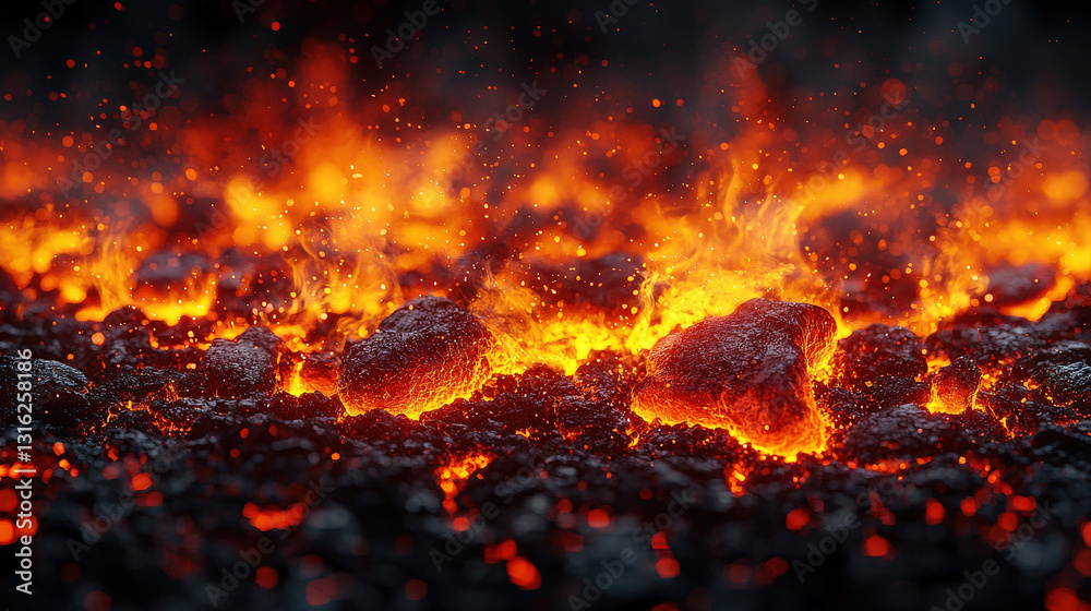 Volcanic eruption ignites fiery lava flow nature's fury landscape photography captivating viewpoint Volcanic eruption ignites fiery lava flow nature's fury landscape photography captivating viewpoint