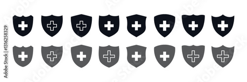 shield with cross icon vector illustration