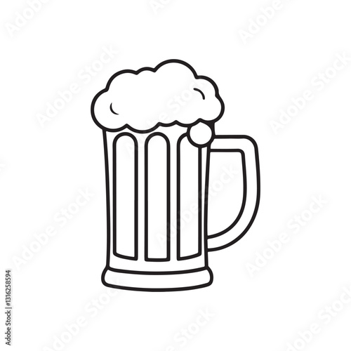 Beer mug outline icon, isolated on white background. Vector illustration