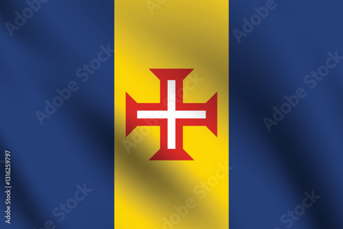 Madeira flag official colors and proportion digital vector illustration. Pleated flag.