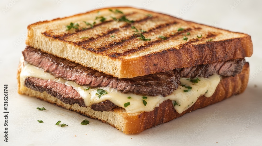 A succulent sliced beef steak, its rich aroma mingling with the savory symphony of melted cheese and mayonnaise, rested atop a toasted roll, a testament to culinary artistry. A succulent sliced beef steak, its rich aroma mingling with the savory symphony of melted cheese and mayonnaise, rested atop a toasted roll, a testament to culinary artistry.
