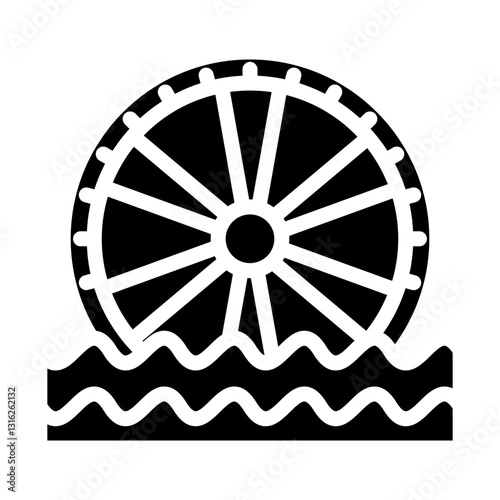 Water Wheel Vector Design Icon Style