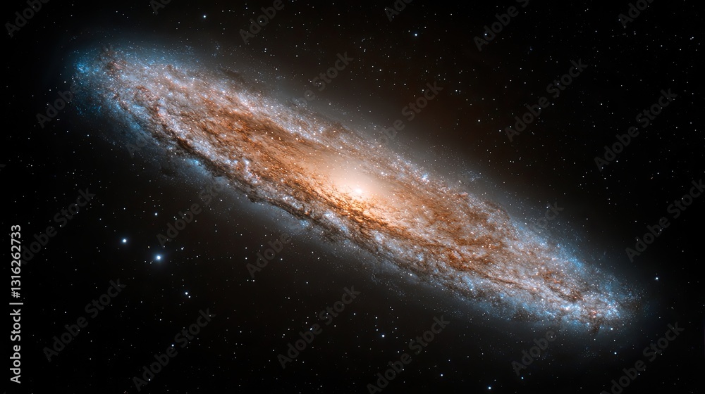 Fototapeta premium Stunning Spiral Galaxy Illuminating the Cosmos with Bright Stars and Nebulae in a Dark and Mysterious Space Environment