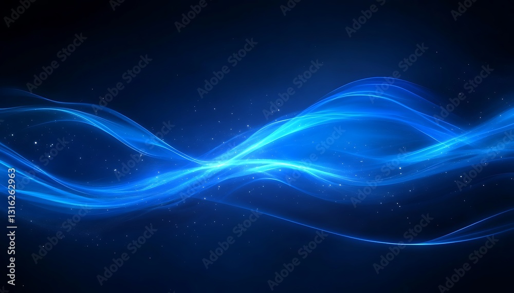 Abstract blue glowing wave on dark background. Abstract blue glowing wave on dark background.
