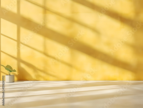 Yellow Wall with Light and Shadow Indoor Image