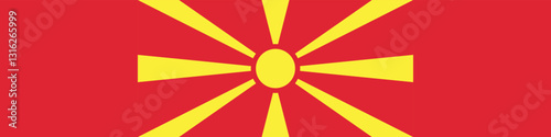 Flag of North Macedonia. North Macedonia flag long banner digital vector illustration