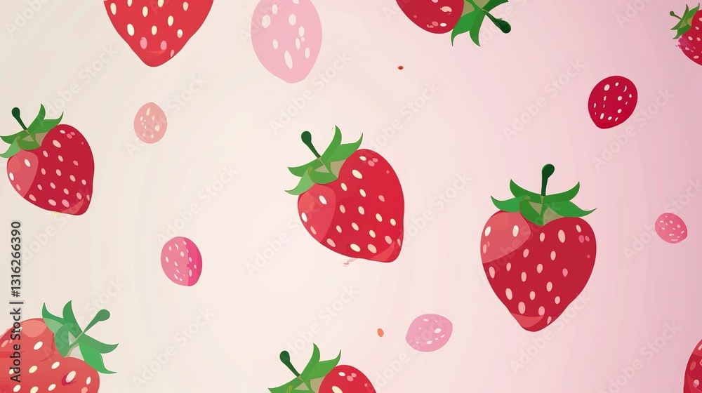 The Strawberry Background of Children's Day: The Childlike Paradise and Joyful Feast Spreading in the Red, Tender and Sweetness