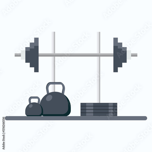 Bodybuilding equipment. Flat design icons on fitness gym