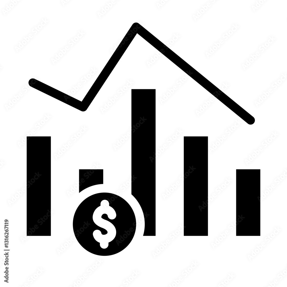 Stock Market Decline Vector Design Icon Style Stock Market Decline Vector Design Icon Style