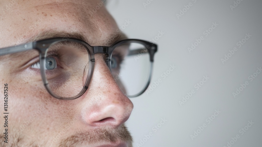 The image features a man wearing glasses and looking directly at the camera.