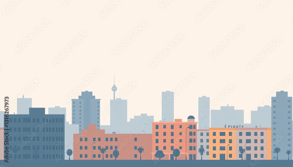 Fototapeta premium Cityscape showcasing various buildings and a television tower