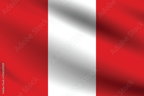 Peru flag official colors and proportion digital vector illustration. Pleated flag.