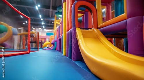 Wallpaper Mural Brightly colored slides and play structures fill the indoor playground, inviting children to explore and engage in active play. Laughter and excitement echo throughout the vibrant space Torontodigital.ca