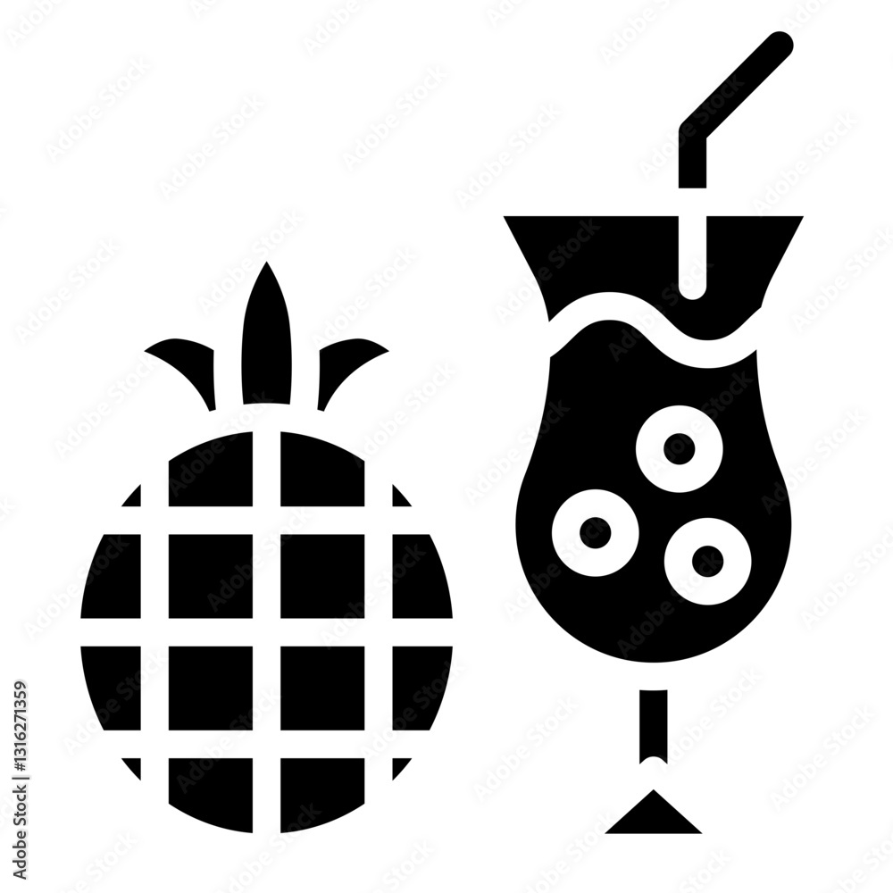 Obraz premium Pineapple drink Vector Design Icon Style