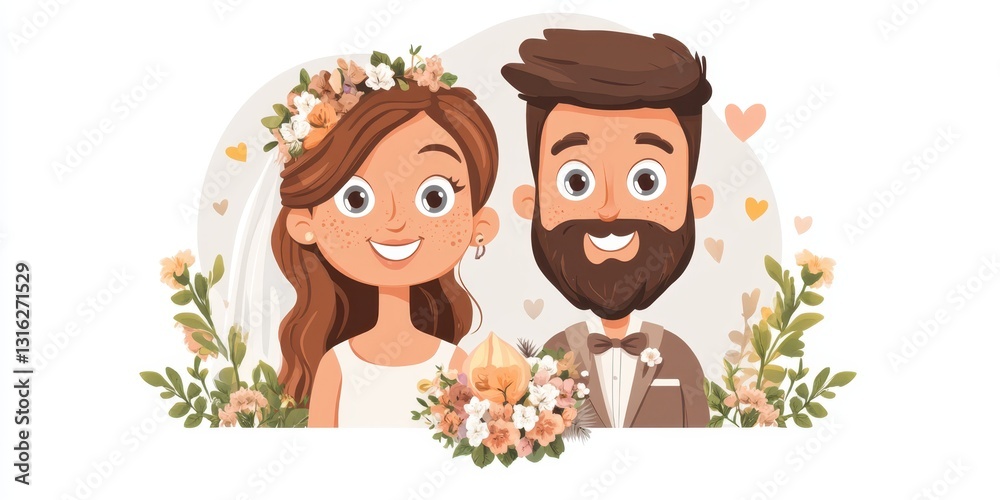 Naklejka premium Wedding couple Banner