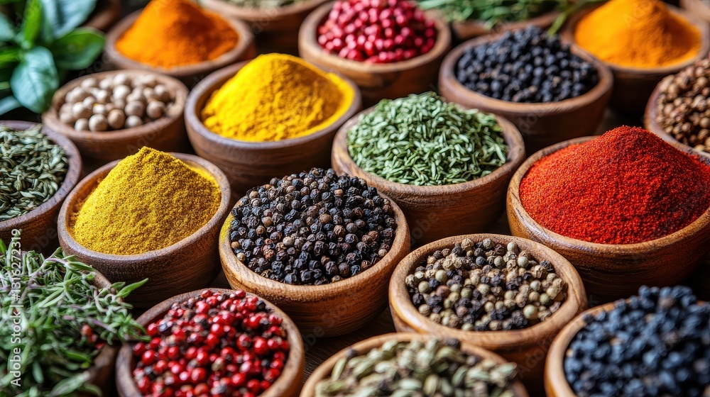 A vibrant tapestry of fragrant herbs and spices, their vibrant hues and tantalizing aromas promising a culinary adventure. A vibrant tapestry of fragrant herbs and spices, their vibrant hues and tantalizing aromas promising a culinary adventure.