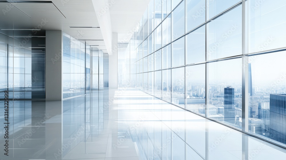 Modern Office Space with Large Glass Windows and Beautiful View Modern Office Space with Large Glass Windows and Beautiful View