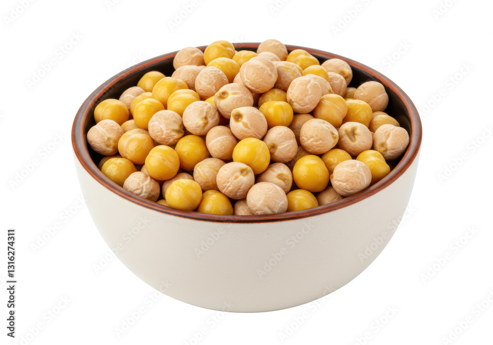 Isolated Bowl of Dried Chickpeas with Natural Texture Isolated Bowl of Dried Chickpeas with Natural Texture