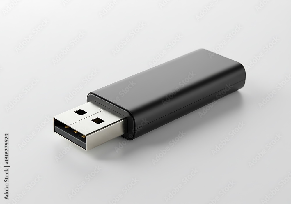 Black Usb Flash Drive on White Background for Data Storage Black Usb Flash Drive on White Background for Data Storage