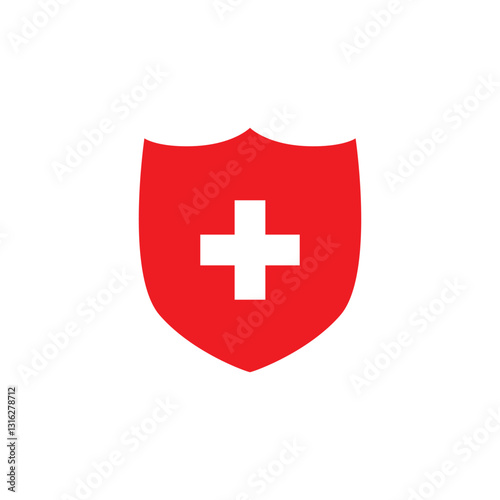 shield with cross icon Vector logo outline, Shield with cross icon set