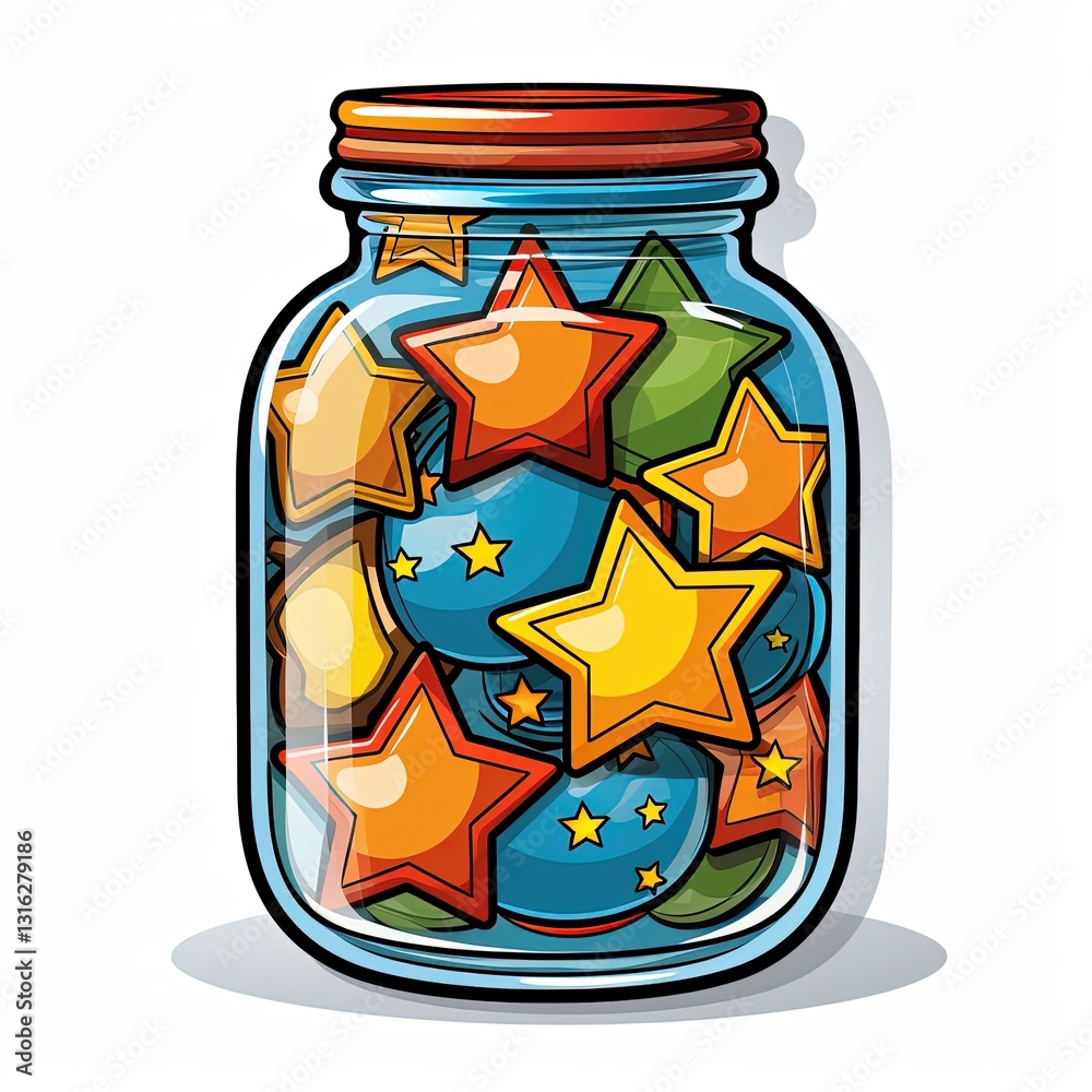 A Magical Collection of Planets Trapped in a Cosmic Jar Illustration