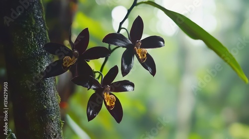 Dark Orchid Blooms in Lush Jungle (1) photo