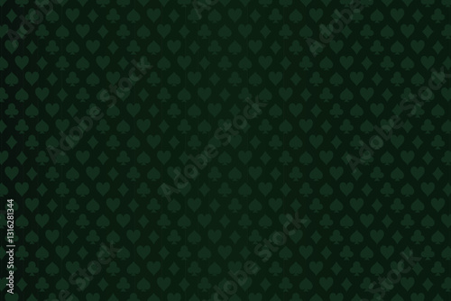 Dark green vector casino background with card signs. Playing card symbols.