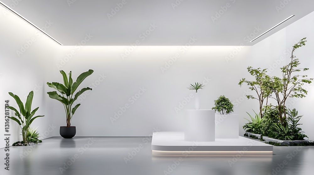 Serene Minimalist Room: 3D Render of Indoor Plants in a Modern Space AI Generated Serene Minimalist Room: 3D Render of Indoor Plants in a Modern Space AI Generated