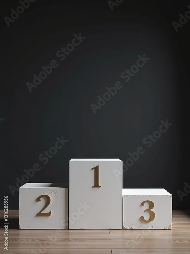 The Podium Stood Empty, Awaiting A Winner To Occupy Its Spaces For First, Second, And Third Place Honors.