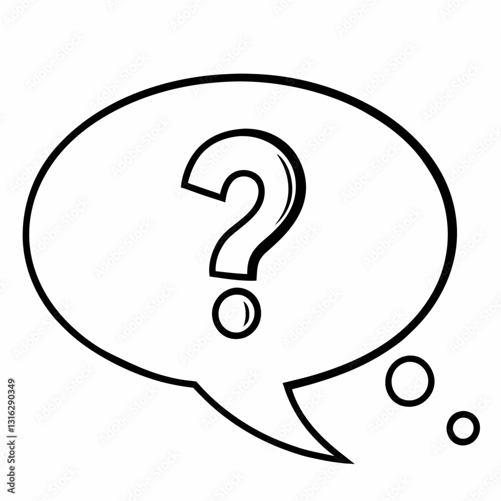 Speech Bubble Question Mark Hand Drawn vector  illustration