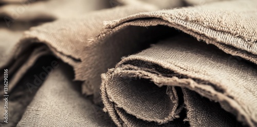 The image shows a close-up of frayed brown burlap, with visible threads and holes that create a grunge texture background