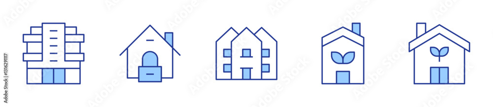 eco home, eco house, modern house, house. Home Icon vector illustration. Line Duotone style. Editable stroke eco home, eco house, modern house, house. Home Icon vector illustration. Line Duotone style. Editable stroke