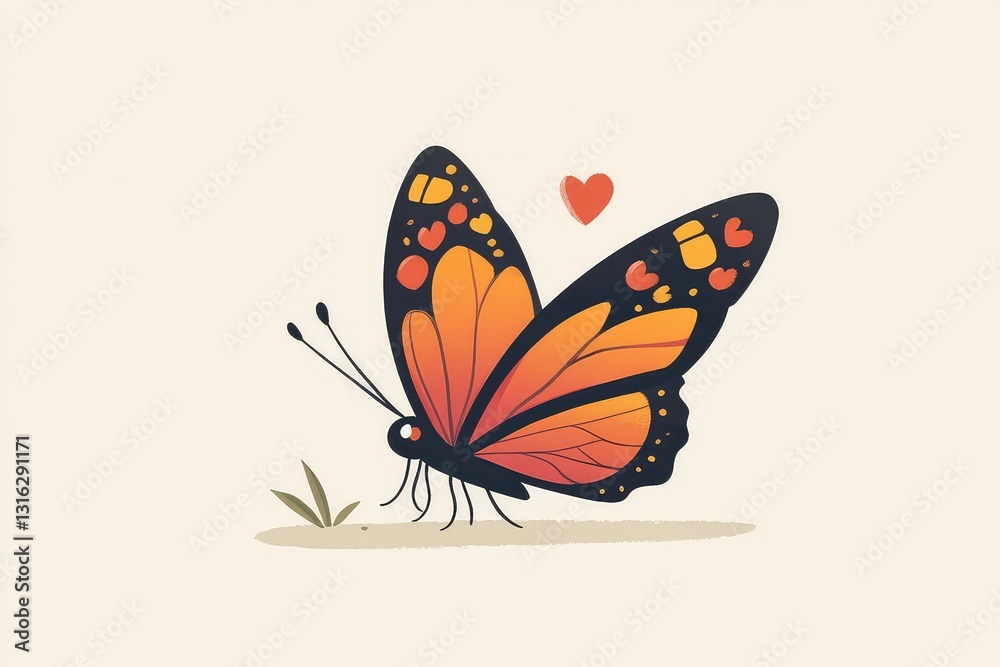 custom made wallpaper toronto digitalA kawaii-inspired butterfly with a tiny heart trail following its wings.