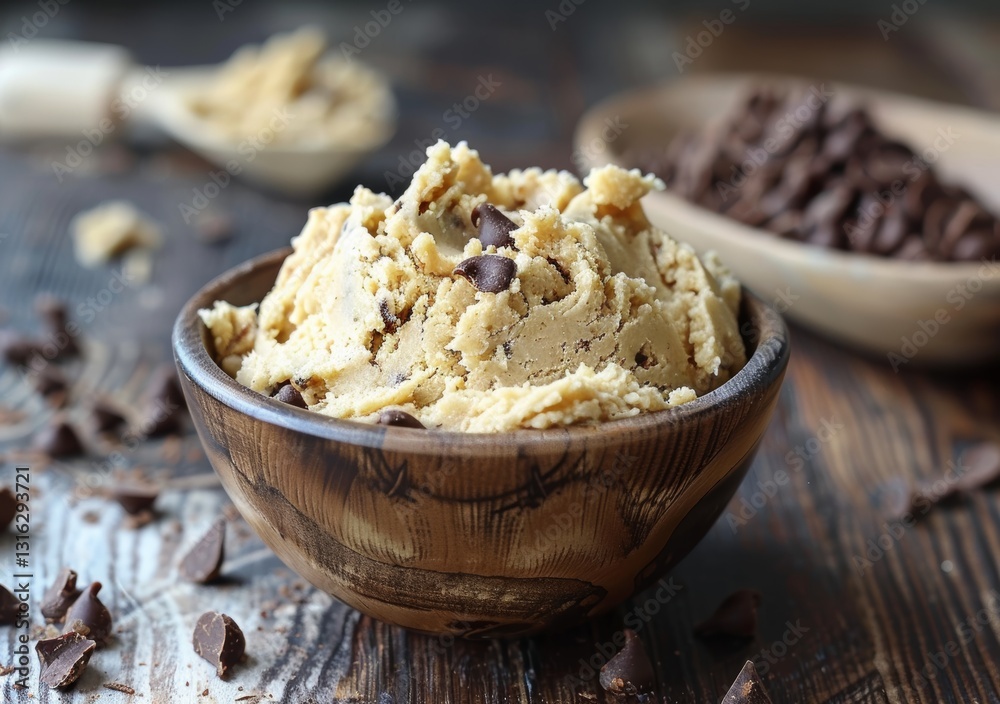 Delicious homemade cookie dough paste in a bowl for baking sweet treats Delicious homemade cookie dough paste in a bowl for baking sweet treats