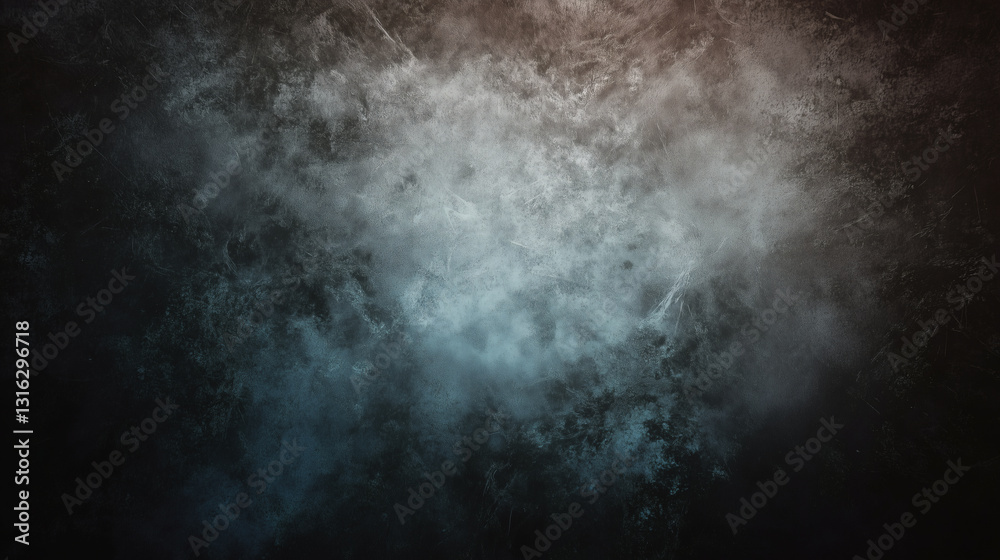 Fototapeta premium Dark grungy texture with a subtle blue hue adds depth and mystery . Abstract smoky texture with light and dark contrast, ideal for a dramatic background