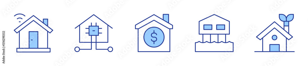 stilt house, smart home, eco house, family. Home Icon vector illustration. Line Duotone style. Editable stroke stilt house, smart home, eco house, family. Home Icon vector illustration. Line Duotone style. Editable stroke
