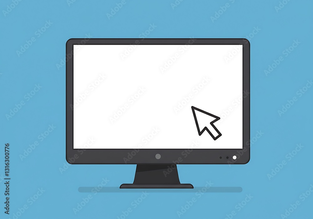 Computer Monitor with Cursor Illustration on Blue Background for Digital Use Computer Monitor with Cursor Illustration on Blue Background for Digital Use