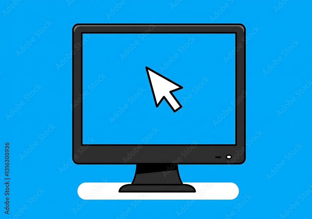 Computer Screen Displaying Cursor on Blue Background for Technology Concept Computer Screen Displaying Cursor on Blue Background for Technology Concept