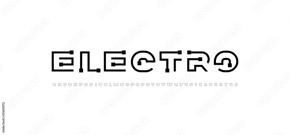 Font digital cyber alphabet, trendy black letters A, B, C, D, E, F, G, H, I, J, K, L, M, N, O, P, Q, R, S, T, U, V, W, X, Y, Z and numerals 0, 1, 2, 3, 4, 5, 6, 7, 8, 9. Font digital cyber alphabet, trendy black letters A, B, C, D, E, F, G, H, I, J, K, L, M, N, O, P, Q, R, S, T, U, V, W, X, Y, Z and numerals 0, 1, 2, 3, 4, 5, 6, 7, 8, 9.