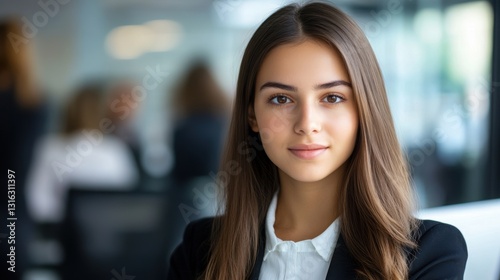Portrait of a young businesswoman looking at the camera in an office Free Download Portrait of a young businesswoman looking at the camera in an office - GFXLoad