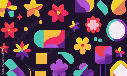 A modern vector-style illustration of minimalist geometric shapes, easily editable.