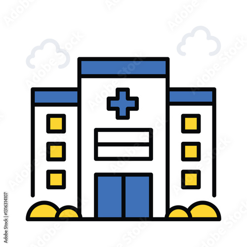 Hospital vector filled outline icon. EPS 10 file