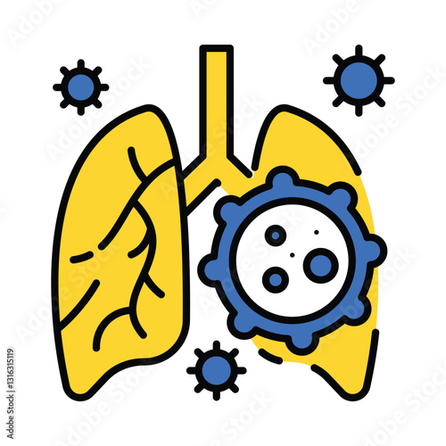 Lung cancer vector filled outline icon. EPS 10 file