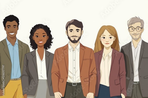 Happy smiling multi-ethnic diverse business people group looking at camera