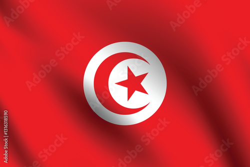 Tunisia flag official colors and proportion digital vector illustration. Pleated flag.