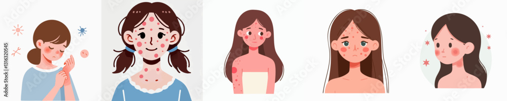 vector collection of a person with allergies and redness vector collection of a person with allergies and redness